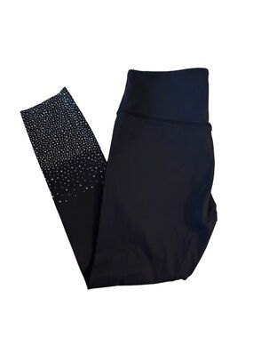 Urban Savage High-Waist Black Leggings with Rhinestone Ombre Legs | Large